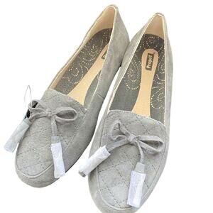 NEW Propet Gray Quilted Suede Tassel Flats Size 6 W WIDE Shoes Loafers Slip Ons